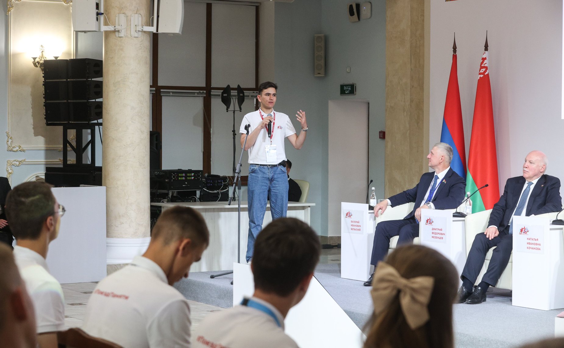 Валентина Матвиенко и Наталья Кочанова встретились с участниками культурно-образовательного проекта «Поезд Памяти». Мероприятие состоялось в Уфе в рамках Х Форума регионов России и Беларуси