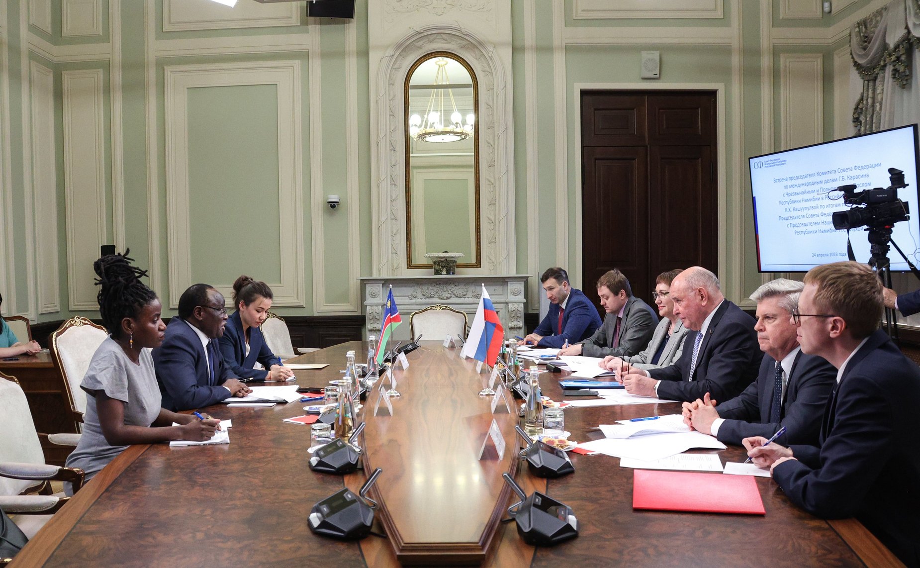 Встреча председателя Комитета СФ по международным делам Григория Карасина с Чрезвычайным и Полномочным Послом Республики Намибии в РФ