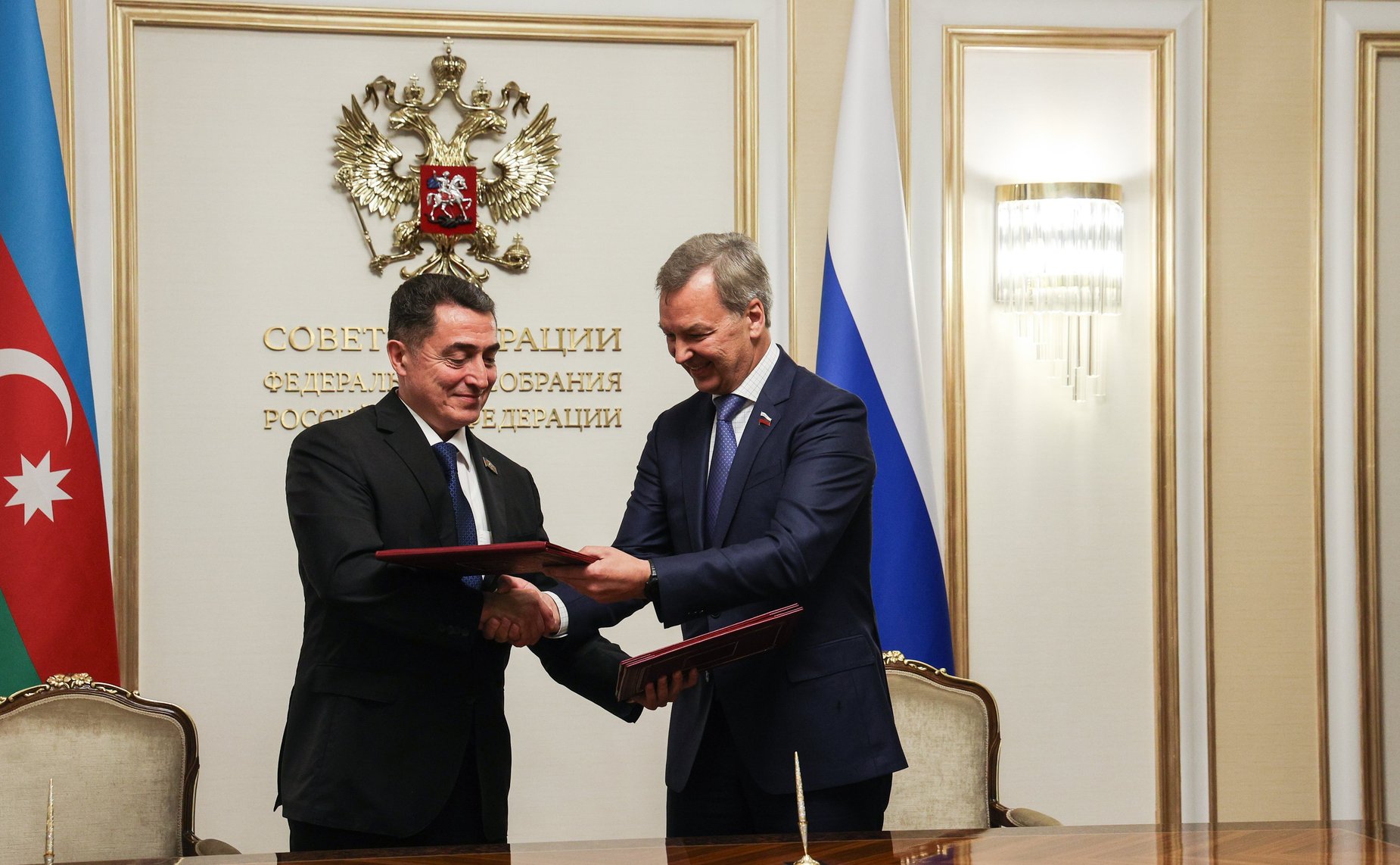Церемония подписания плана работы («дорожной карты») Межпарламентской комиссии по сотрудничеству Федерального Собрания Российской Федерации и Милли Меджлиса Азербайджанской Республики на 2024–2026 годы