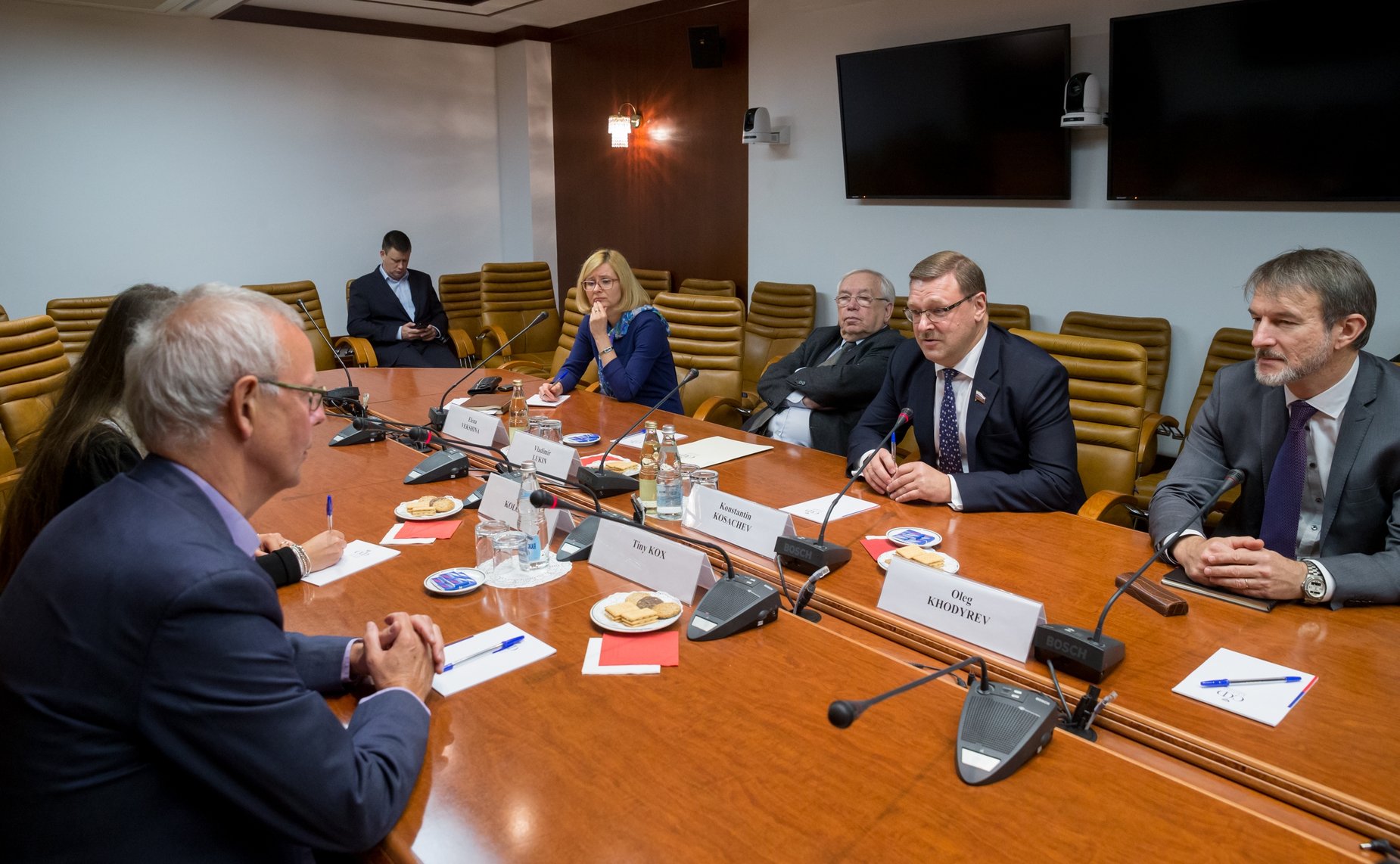 Встреча председателя Комитета СФ по международным делам К.И. Косачева с руководителем группы «Объединенные европейские левые» в Парламентской ассамблее Совета Европы Тини Коксом