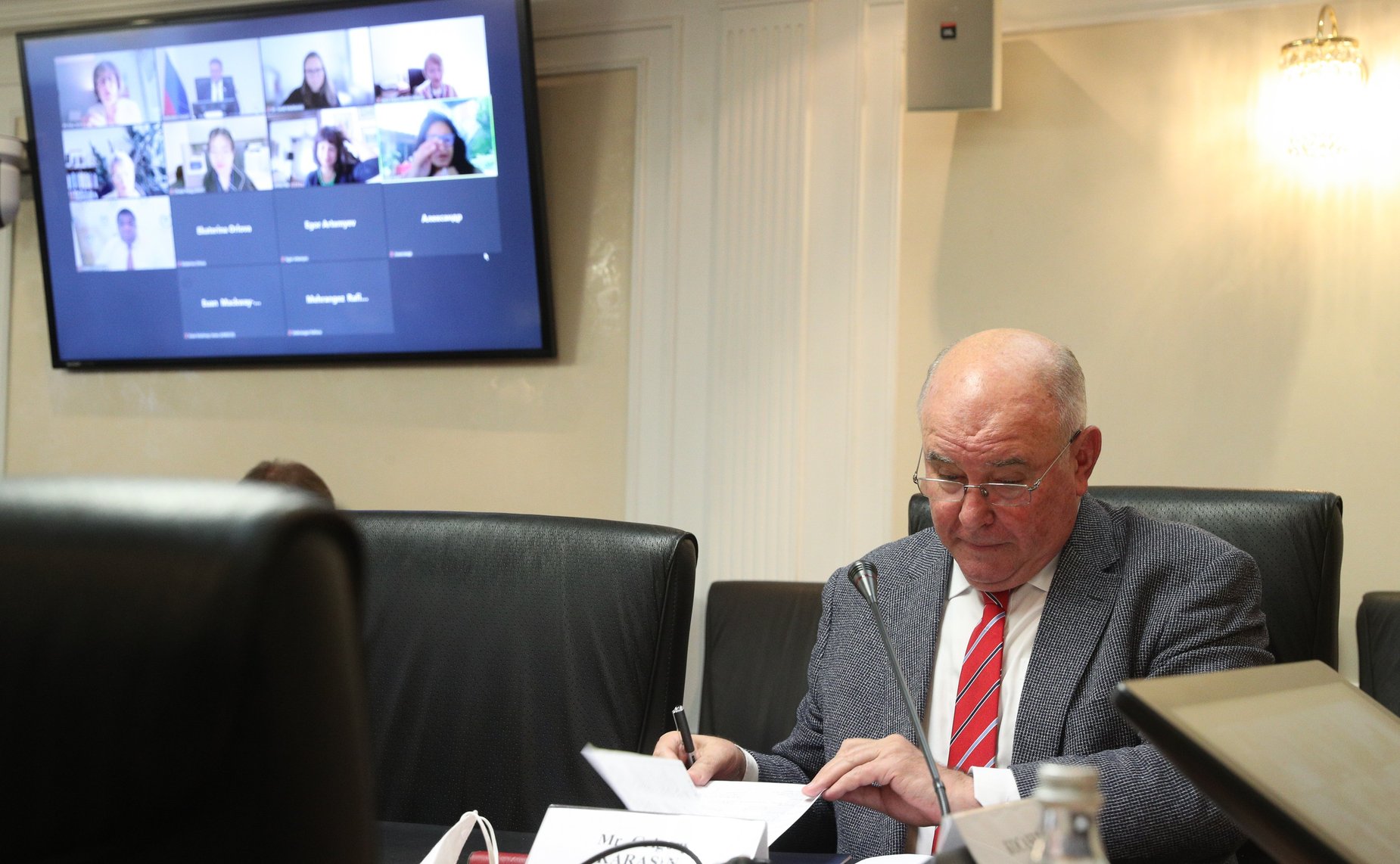 Константин Косачев и Григорий Карасин приняли участие в восьмом совместном координационном заседании в формате видеоконференцсвязи, посвященном подготовке Всемирной конференции по межкультурному и межрелигиозному диалогу