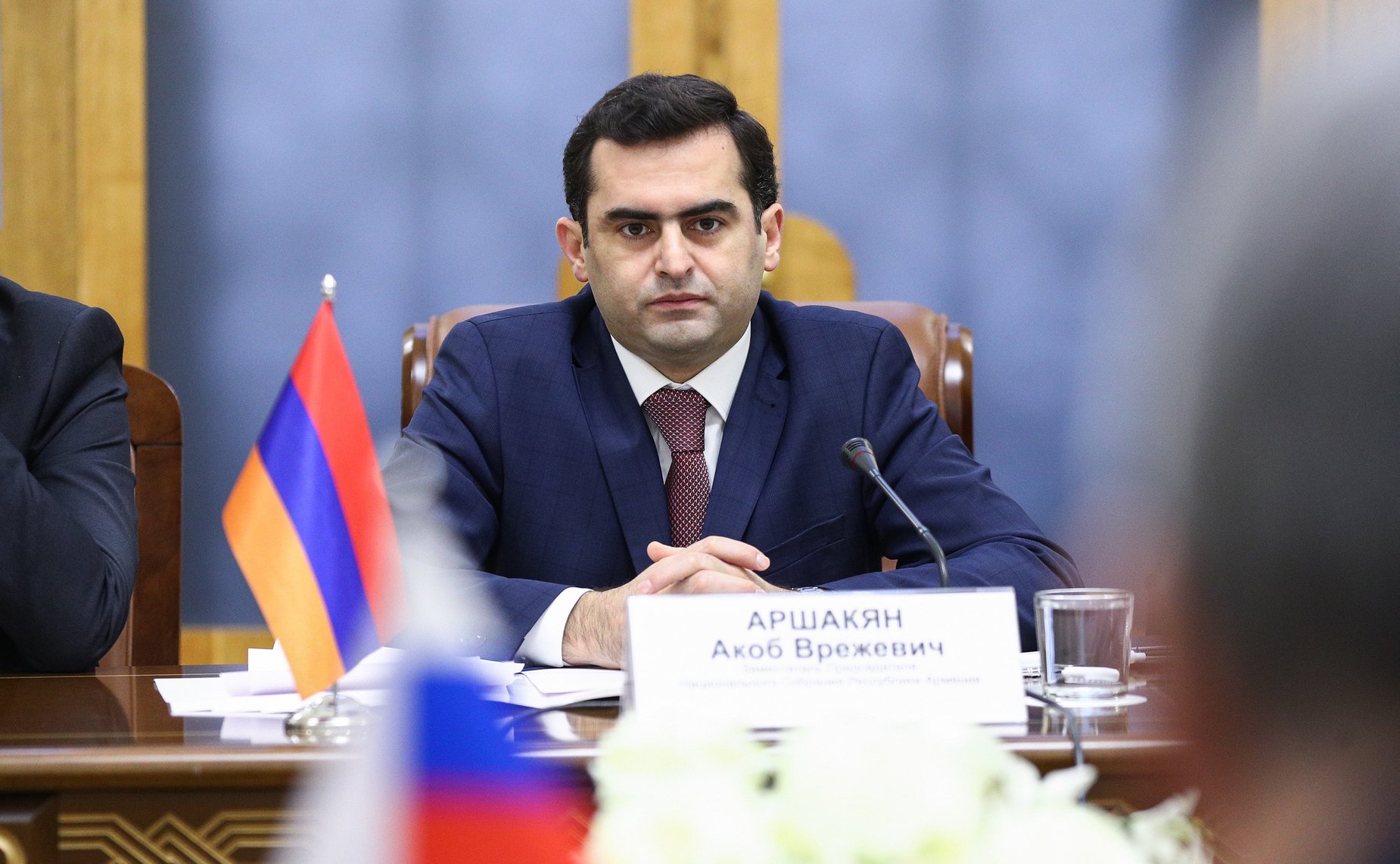 Встреча сопредседателей Межпарламентской комиссии по сотрудничеству Федерального Собрания Российской Федерации и Национального Собрания Республики Армения Юрия Воробьева и Акоба Аршакяна