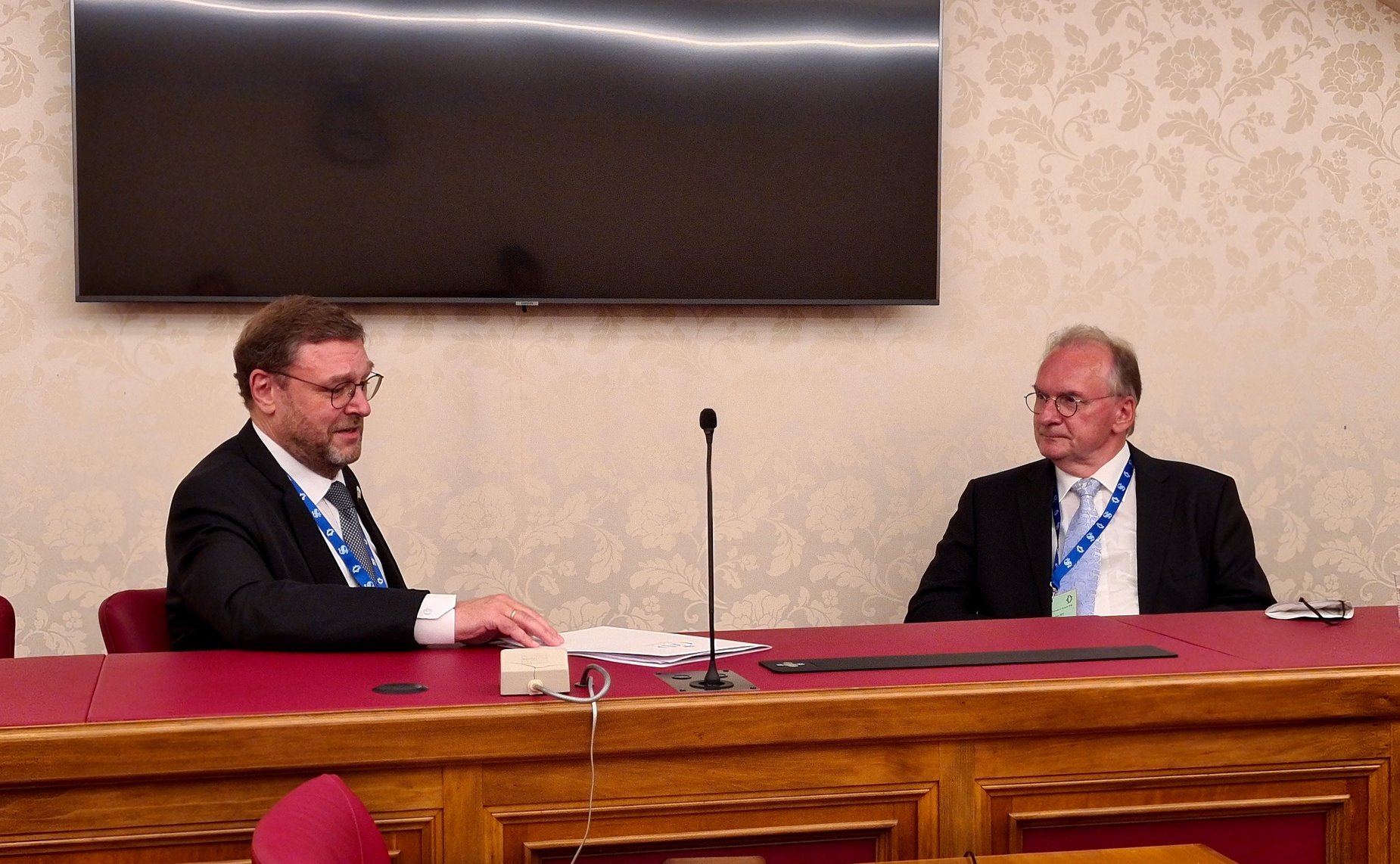 Встреча заместителя Председателя СФ Константина Косачева и председателя Бундесрата ФРГ, премьер-министра Земли Саксония-Ангальт Райне Хазелоффа