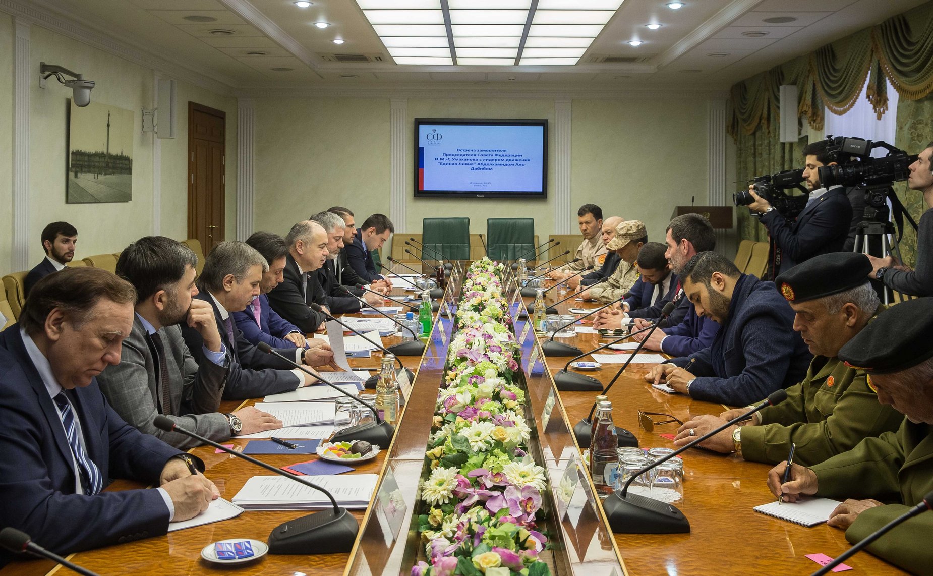 Встреча заместителя Председателя Совета Федерации Ильяса Умаханова с лидером движения «Единая Ливия» Абделхамидом Аль-Дабибом