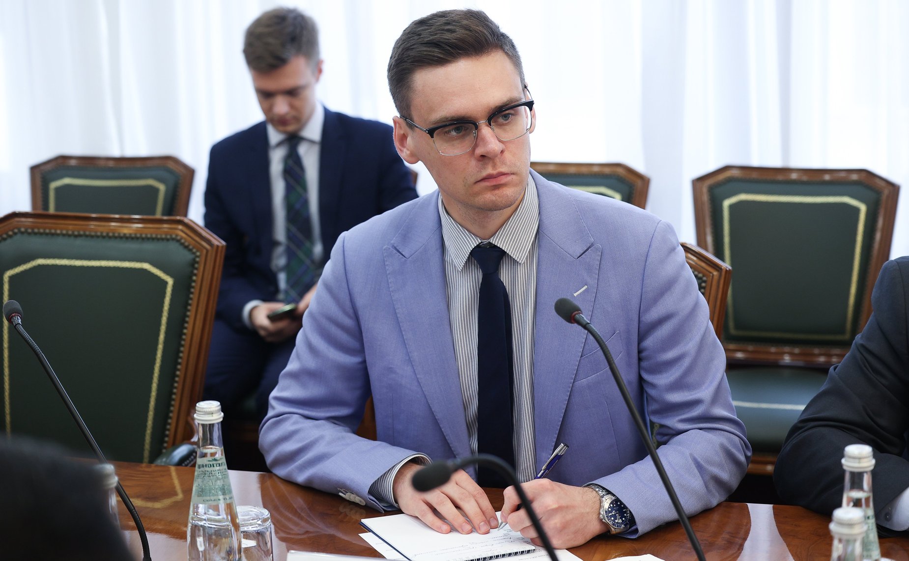 Встреча заместителя Председателя Совета Федерации Константина Косачева с руководителем Организации Гостелерадио Исламской Республики Иран Пейманом Джебели