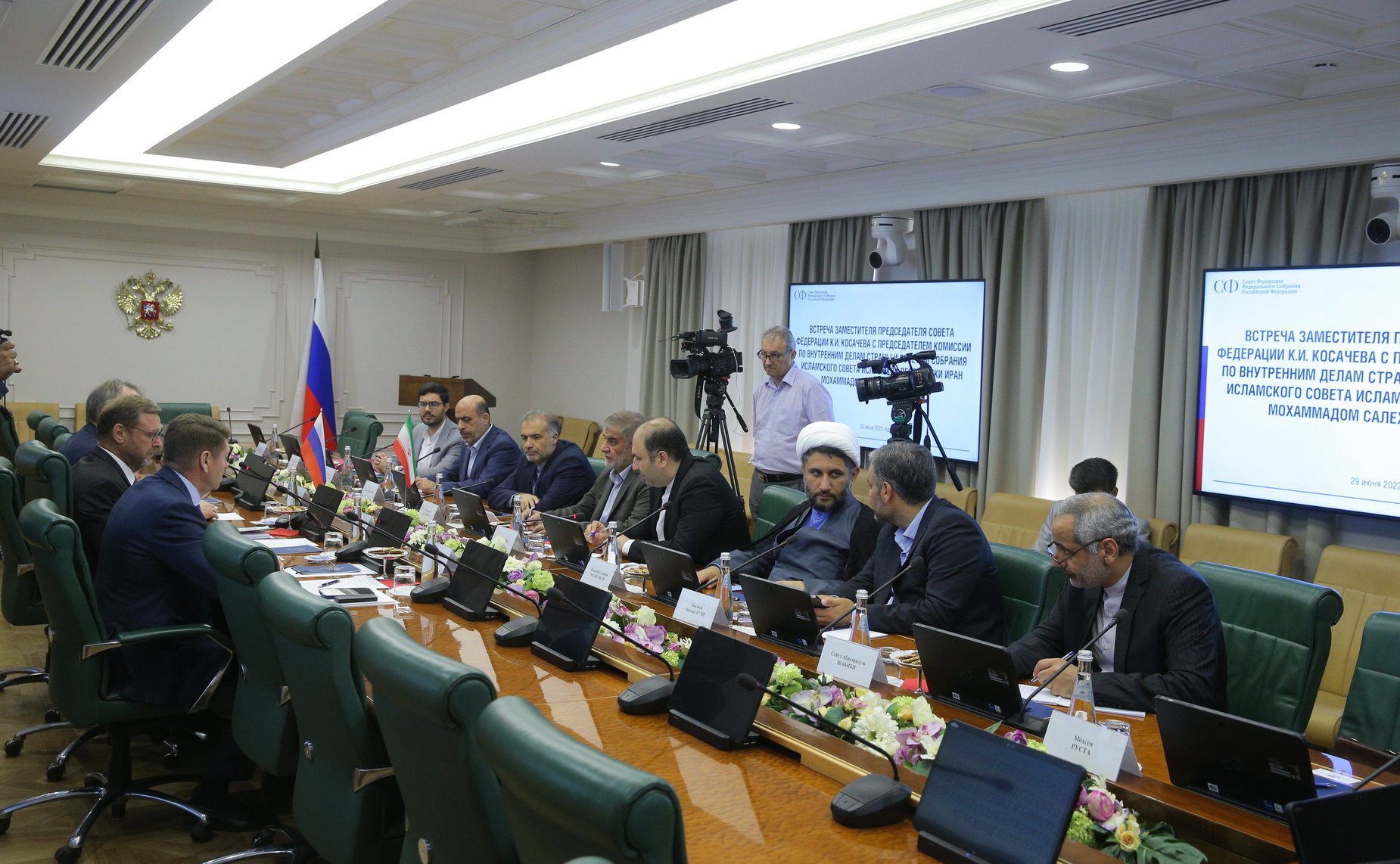 Константин Косачев провел встречу с председателем Комиссии по внутренним делам страны и советом Собрания Исламского Совета Исламской Республики Иран Мохаммадом Салехом Джокаром