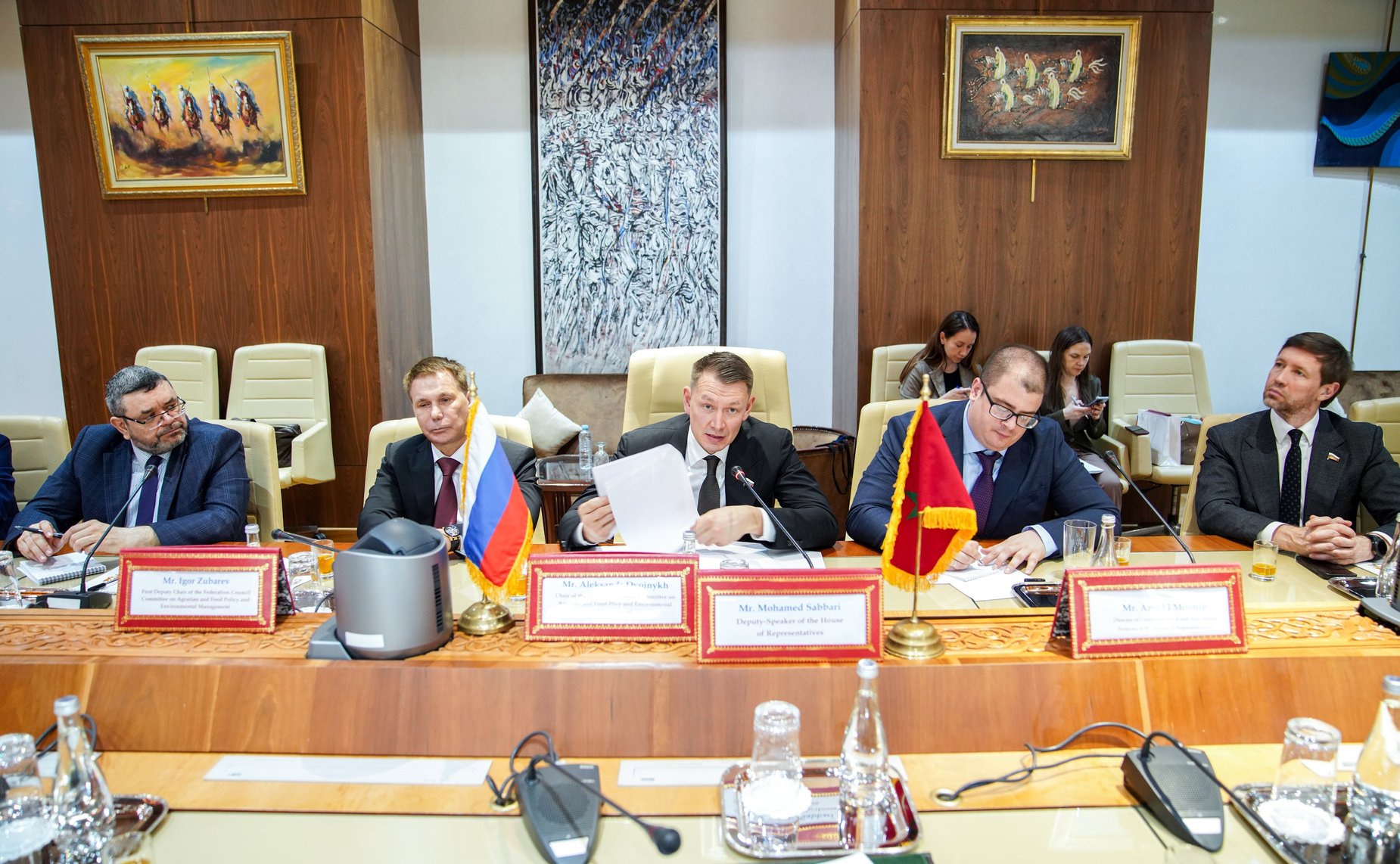 Участие делегации Совета Федерации в заседании группы по сотрудничеству Совета Федерации с Палатой советников Королевства Марокко. Встреча с первым заместителем Председателя Палаты представителей Королевства Марокко Мохамедом Саббари