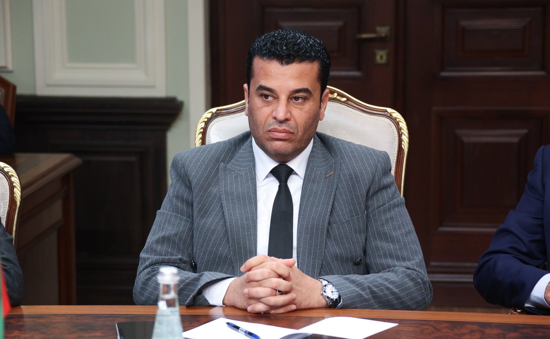 Григорий Карасин и Вячеслав Тимченко провели встречу с Председателем Комитета по сопровождению надзорных органов Палаты представителей Государства Ливия Заидом Хадией