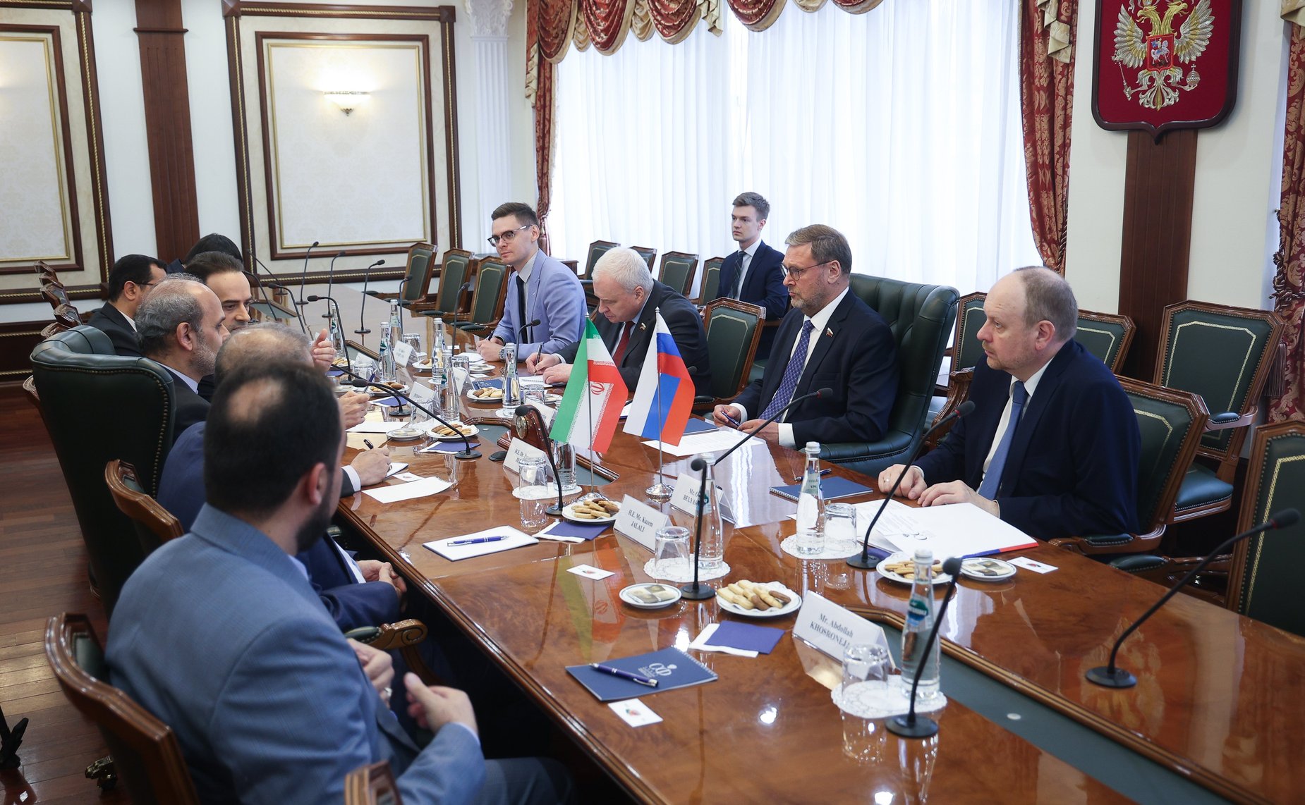 Встреча заместителя Председателя Совета Федерации Константина Косачева с руководителем Организации Гостелерадио Исламской Республики Иран Пейманом Джебели