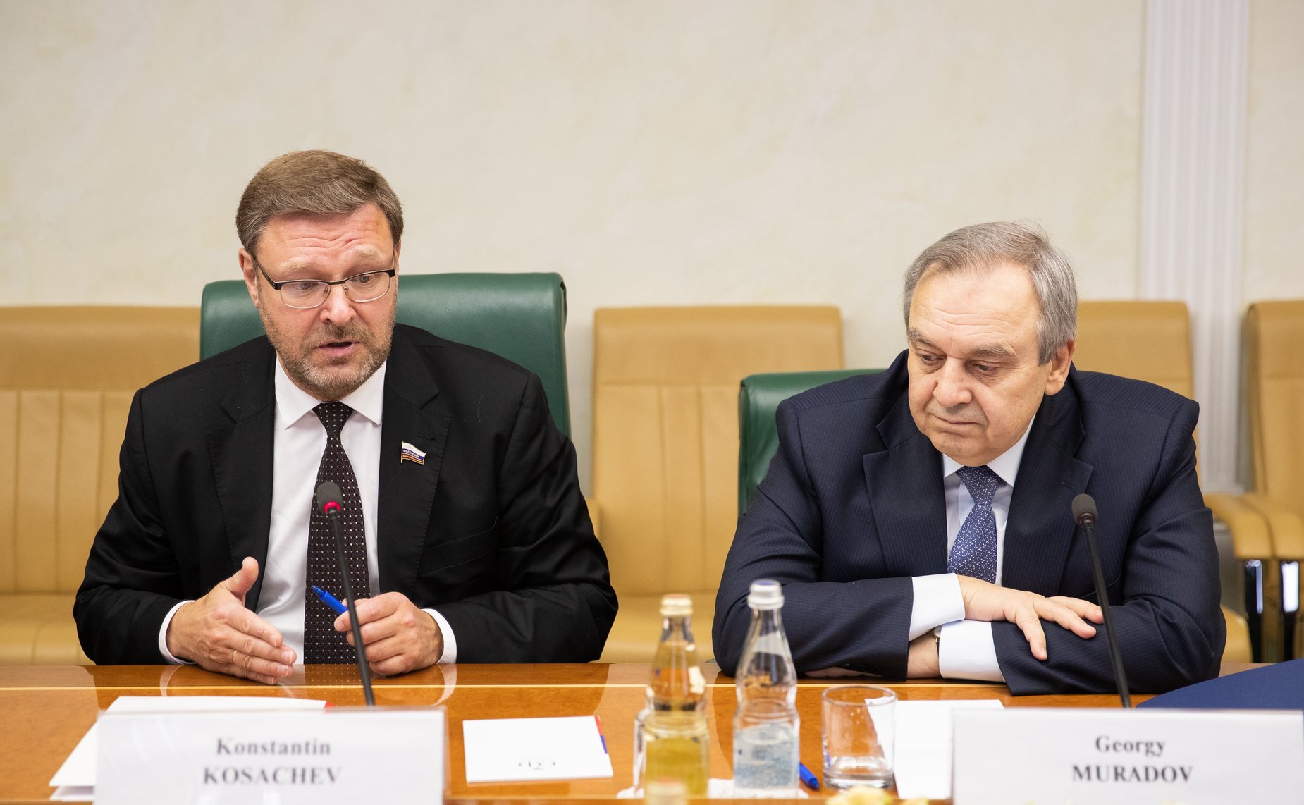 Встреча К. Косачева с Почетным председателем форума «Кран-Монтана» Ж.-П. Картероном