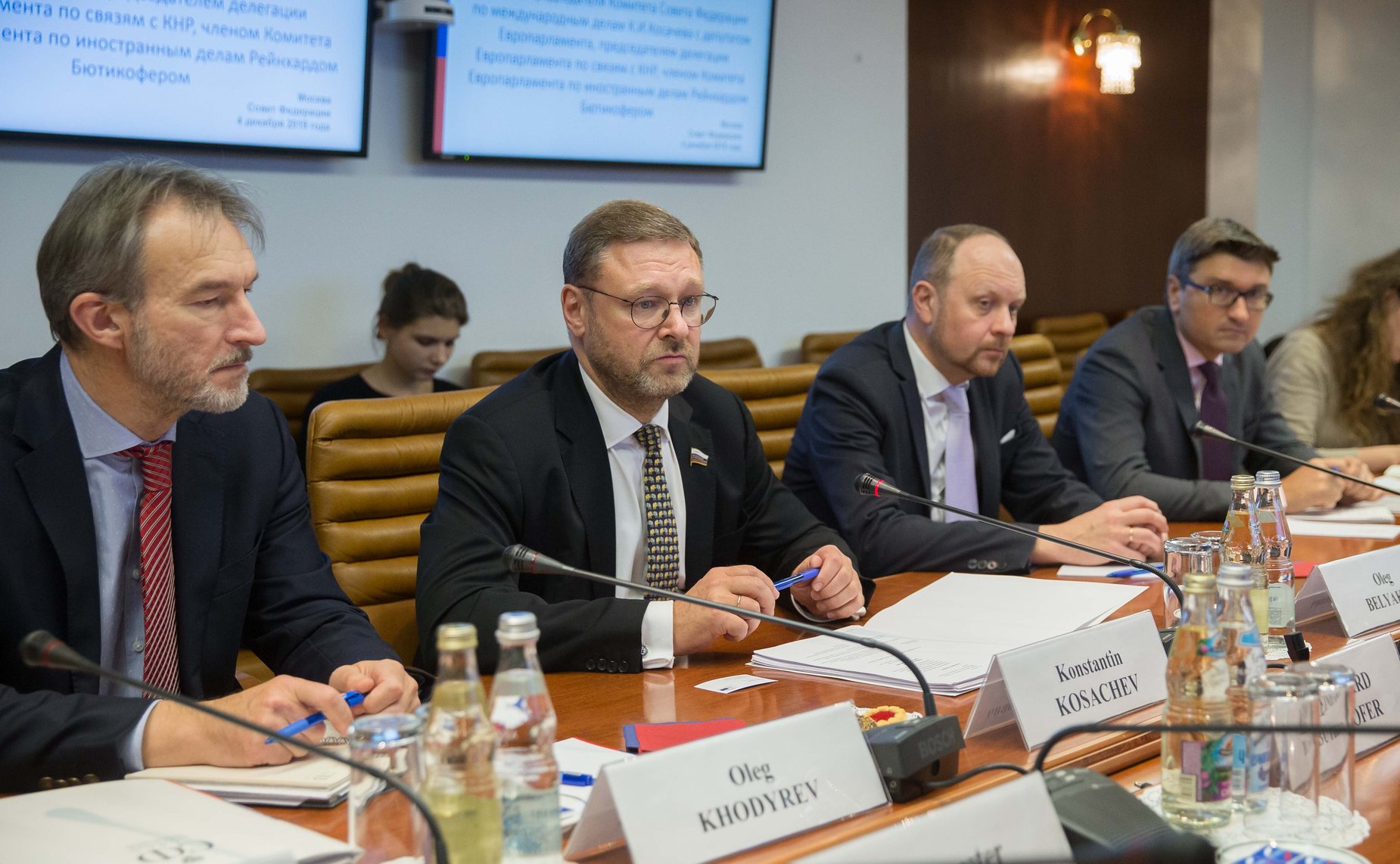 Встреча Константина Косачева с членом Комитета Европарламента по иностранным делам Рейнхардом Бютикофером