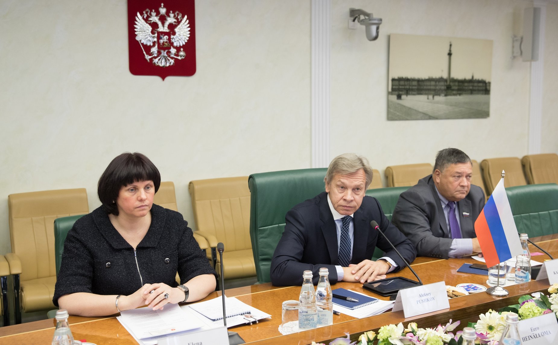 Встреча Алексея Пушкова с руководителем парламентской группы «Финляндия – Россия» Ээро Хейнялуомой