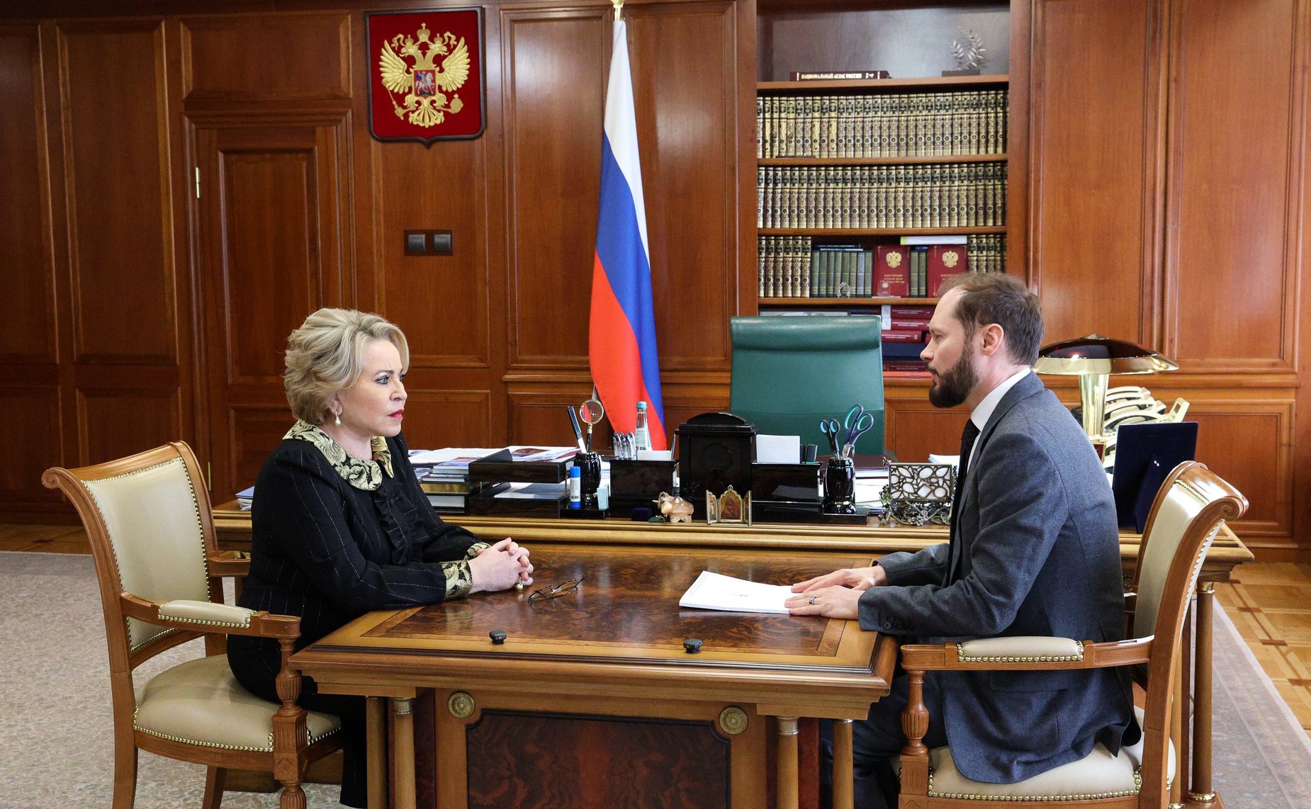 Валентина Матвиенко провела встречу с временно исполняющий обязанности губернатора Тверской области Виталием Королевым