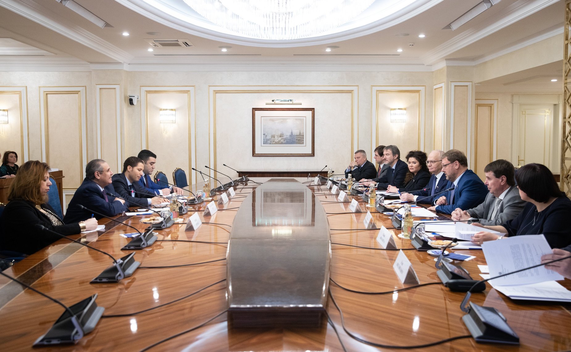 Встреча Константина Косачева с Чрезвычайным и Полномочным Послом Арабской Республики Египет в РФ Ихабом Насром