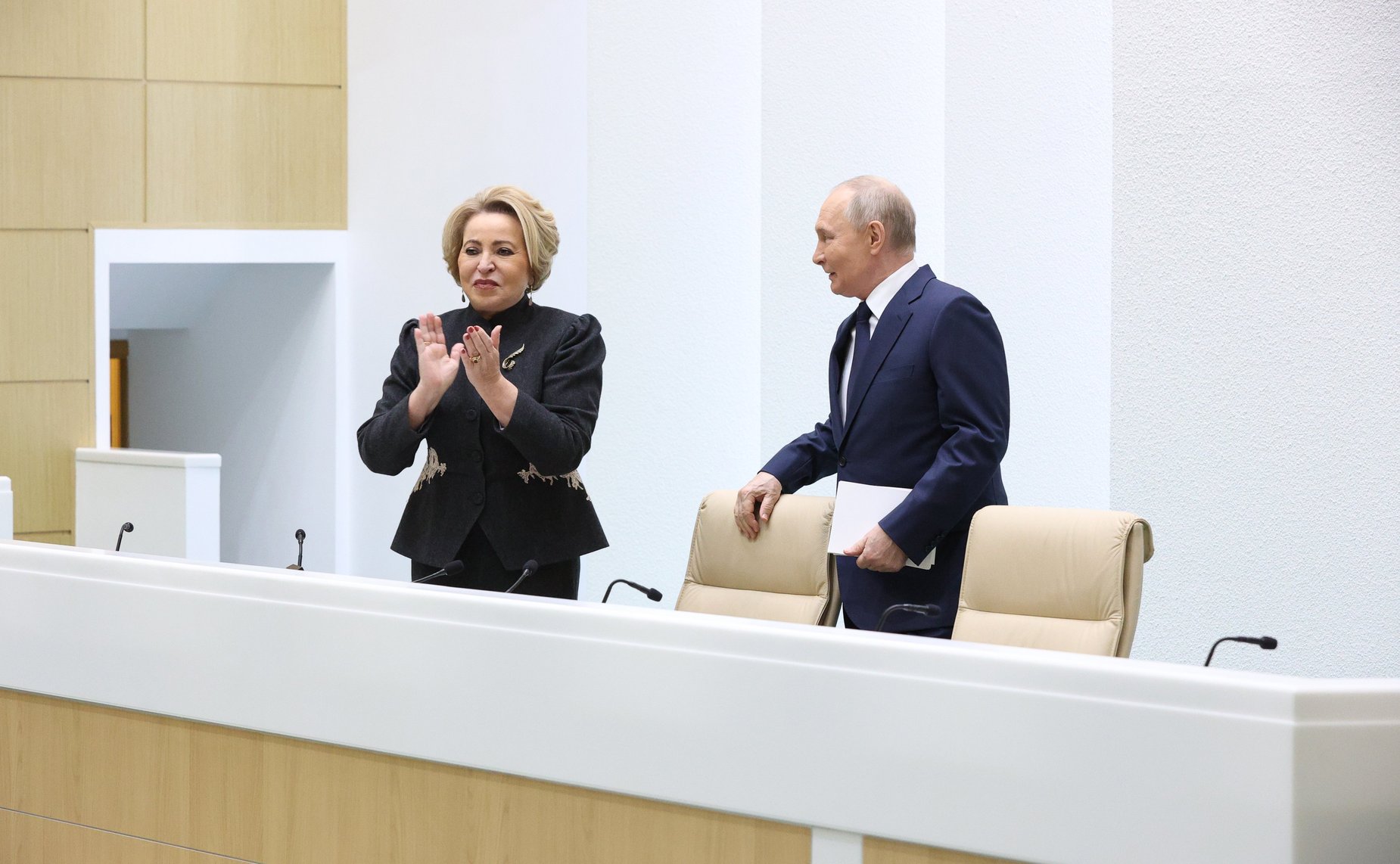 Председатель Совета Федерации Валентина Матвиенко и Президент Российской Федерации Владимир Путин