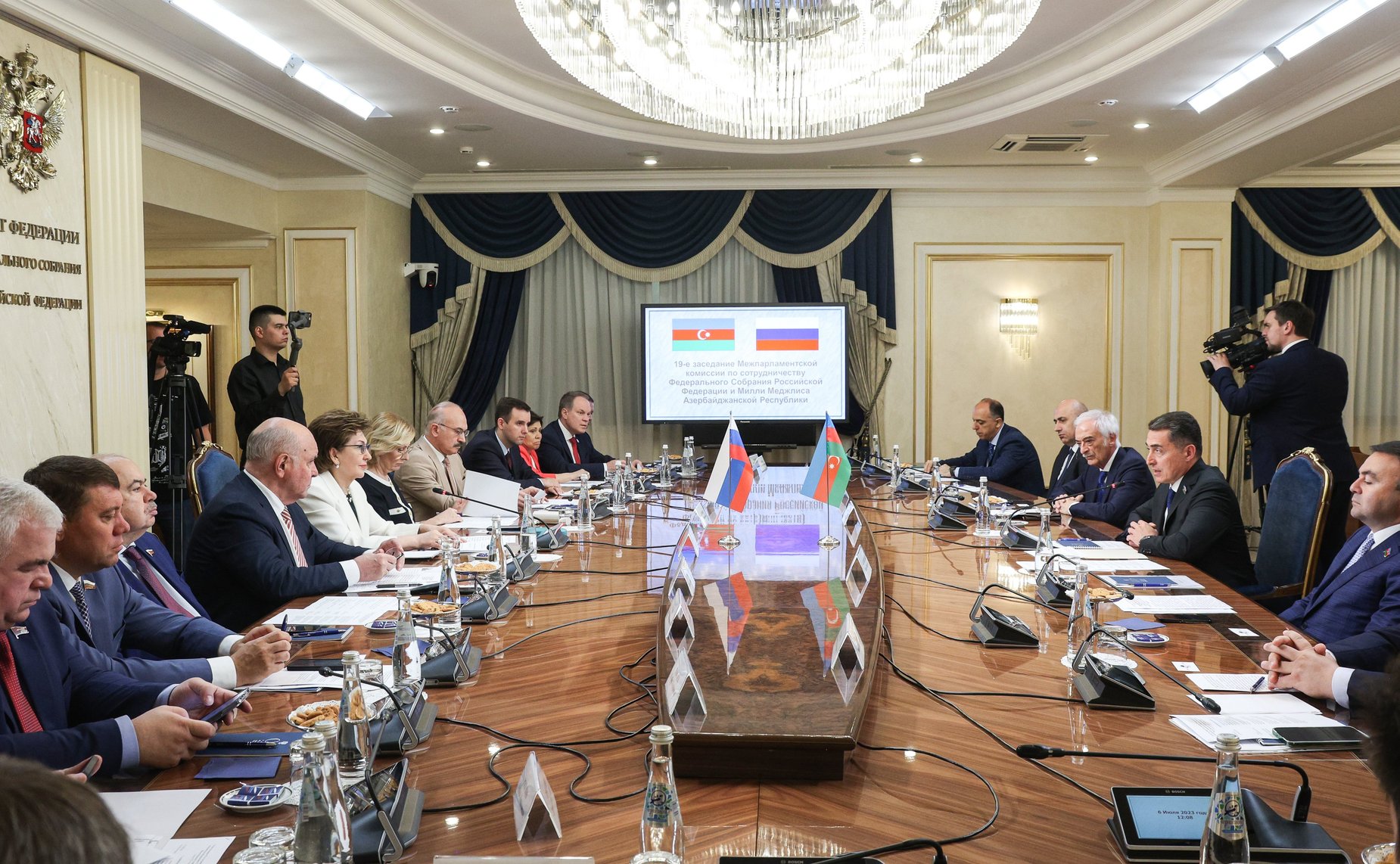 6 июля 2023 года. Девятнадцатое заседание Межпарламентской комиссии по сотрудничеству Федерального Собрания РФ и Милли Меджлиса Азербайджанской Республики