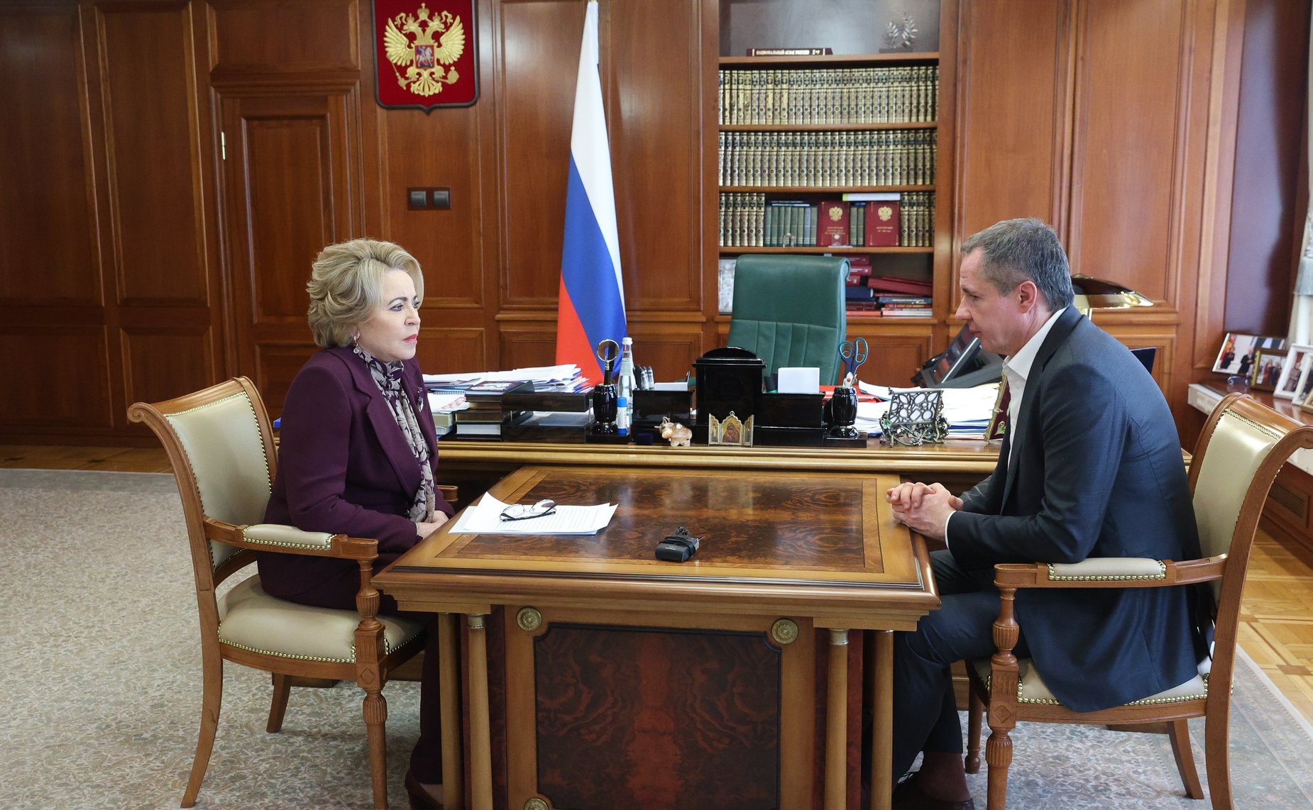 Встреча Председателя Совета Федерации Валентины Матвиенко с губернатором Белгородской области Вячеславом Гладковым