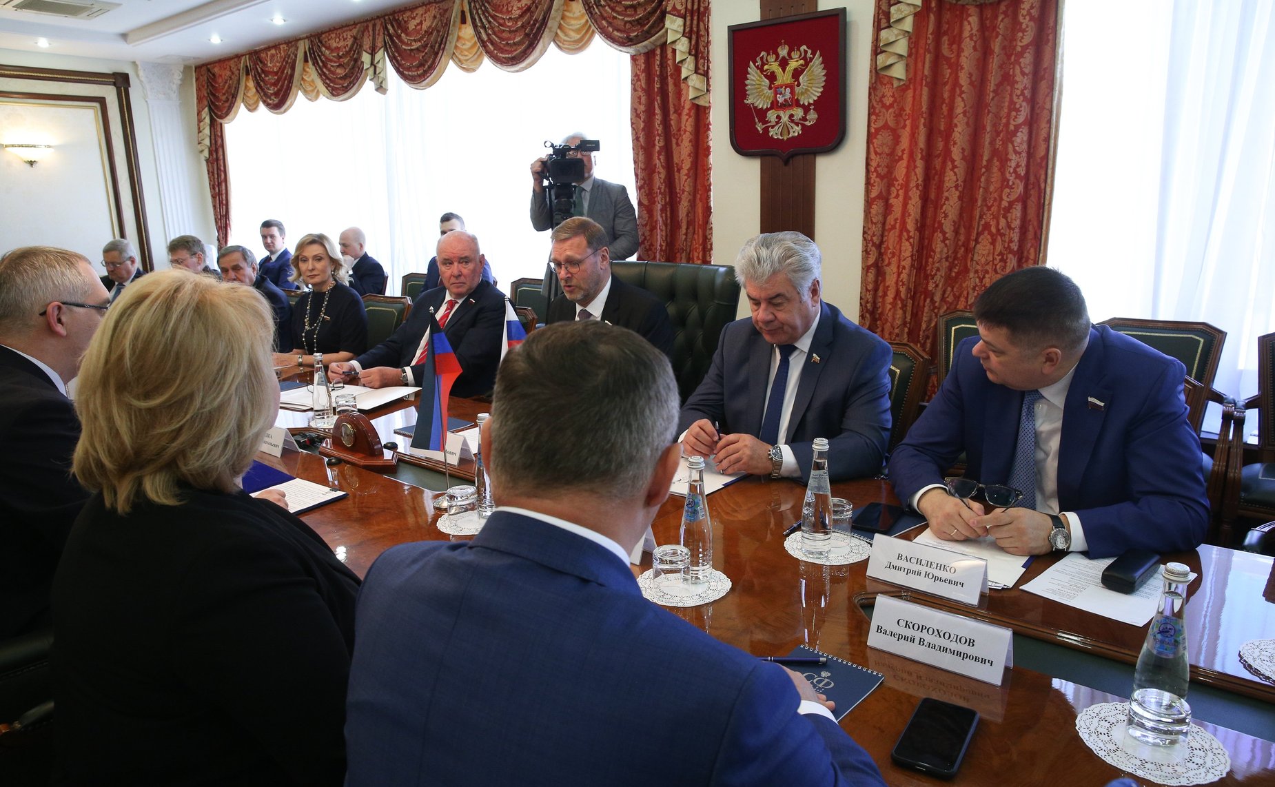 Встреча заместителя Председателя Совета Федерации Константина Косачева с Председателем Народного Совета Донецкой Народной Республики Владимиром Бидёвкой