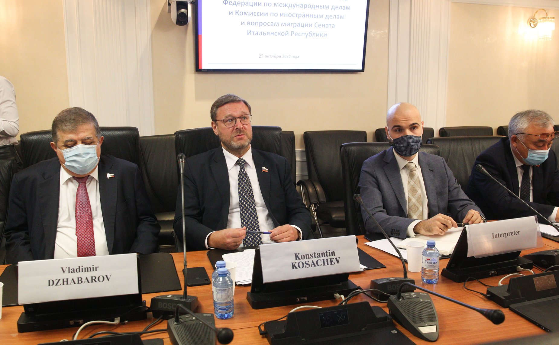 Видеоконференция Комитета СФ по международным делам и Комиссии по иностранным делам и вопросам миграции Сената Итальянской Республики