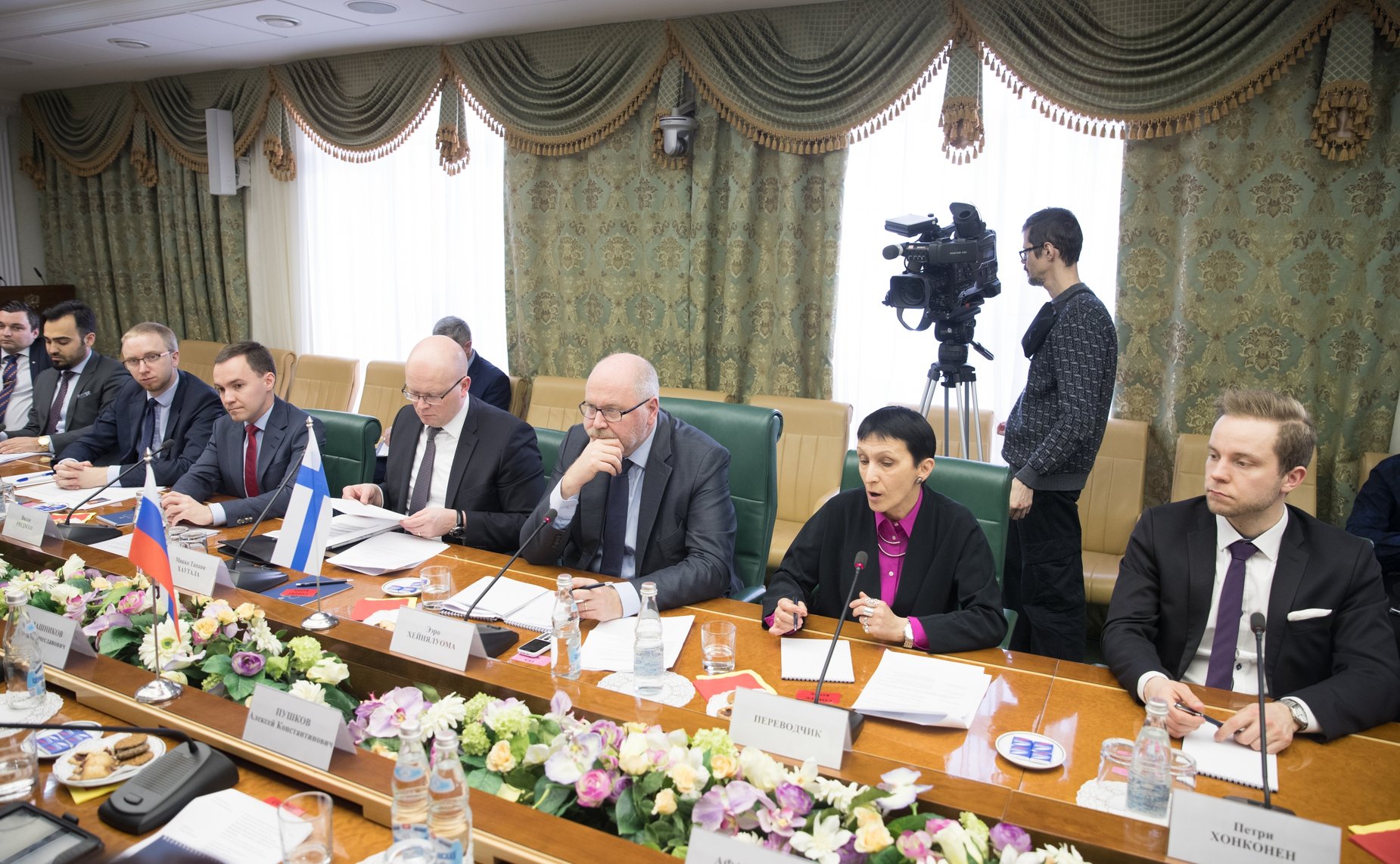 Встреча Алексея Пушкова с руководителем парламентской группы «Финляндия – Россия» Ээро Хейнялуомой