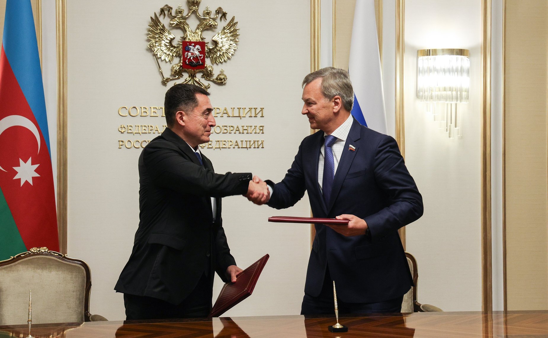Церемония подписания плана работы («дорожной карты») Межпарламентской комиссии по сотрудничеству Федерального Собрания Российской Федерации и Милли Меджлиса Азербайджанской Республики на 2024–2026 годы