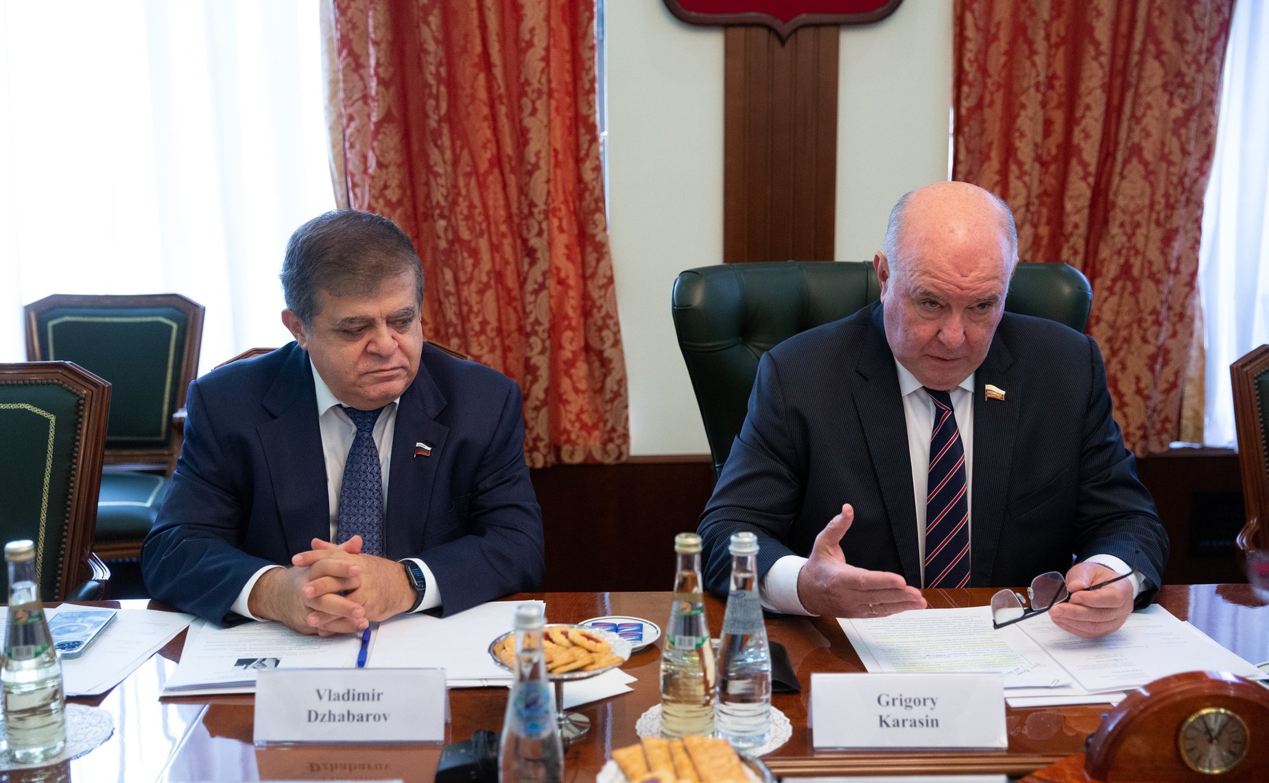 Встреча председателя Комитета Совета Федерации по международным делам Григория Карасина с Послом Египта в России Назихом Нагари