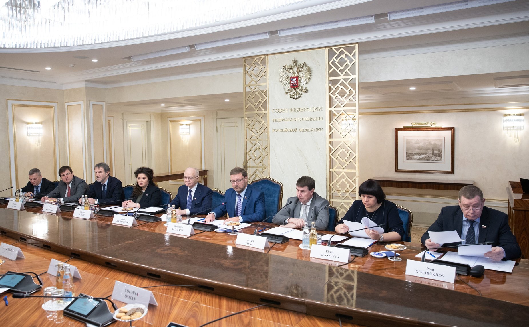 Встреча Константина Косачева с Чрезвычайным и Полномочным Послом Арабской Республики Египет в РФ Ихабом Насром