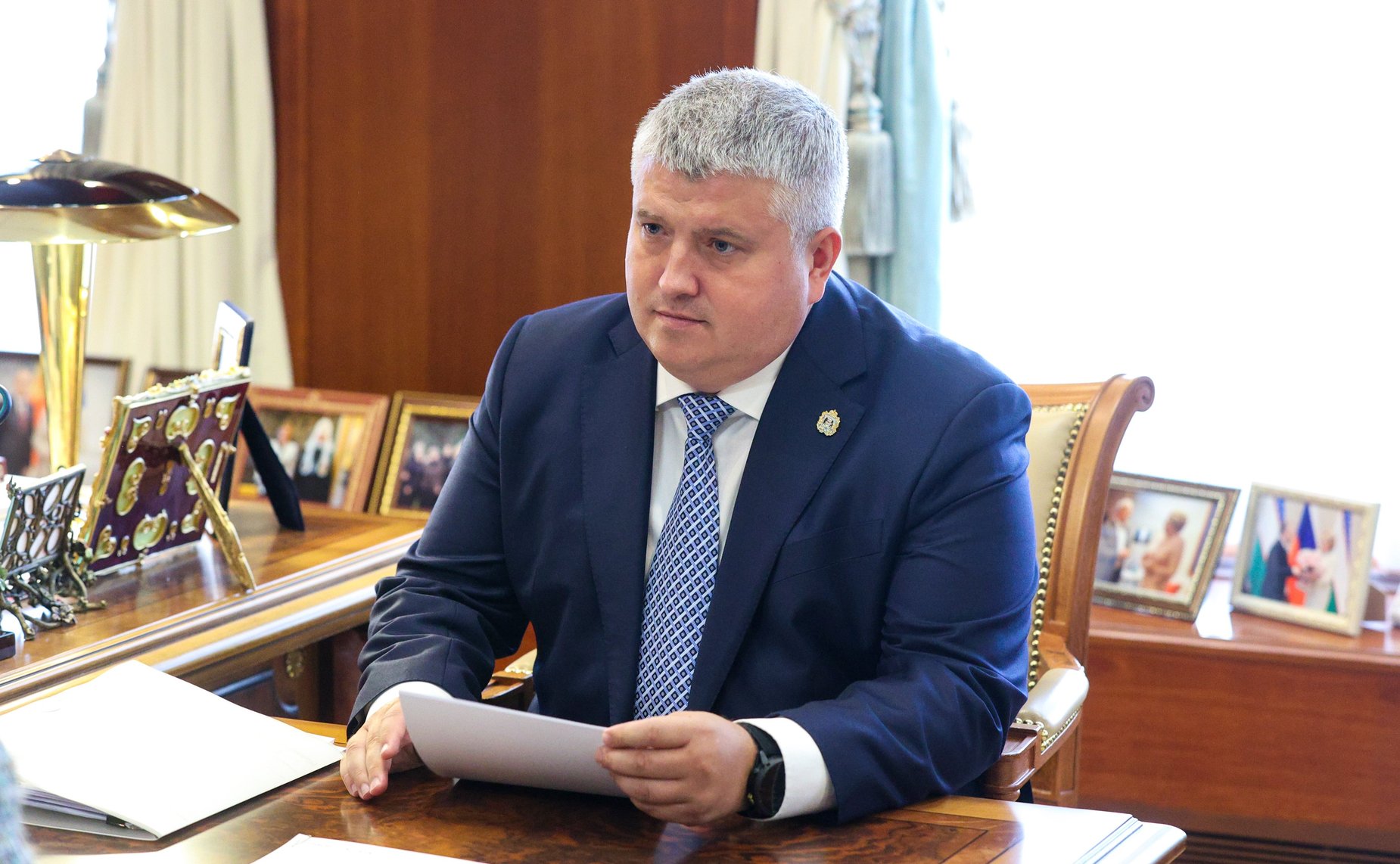 Встреча Председателя СФ Валентины Матвиенко с временно исполняющим обязанности Губернатора Новгородской области Александром Дроновым