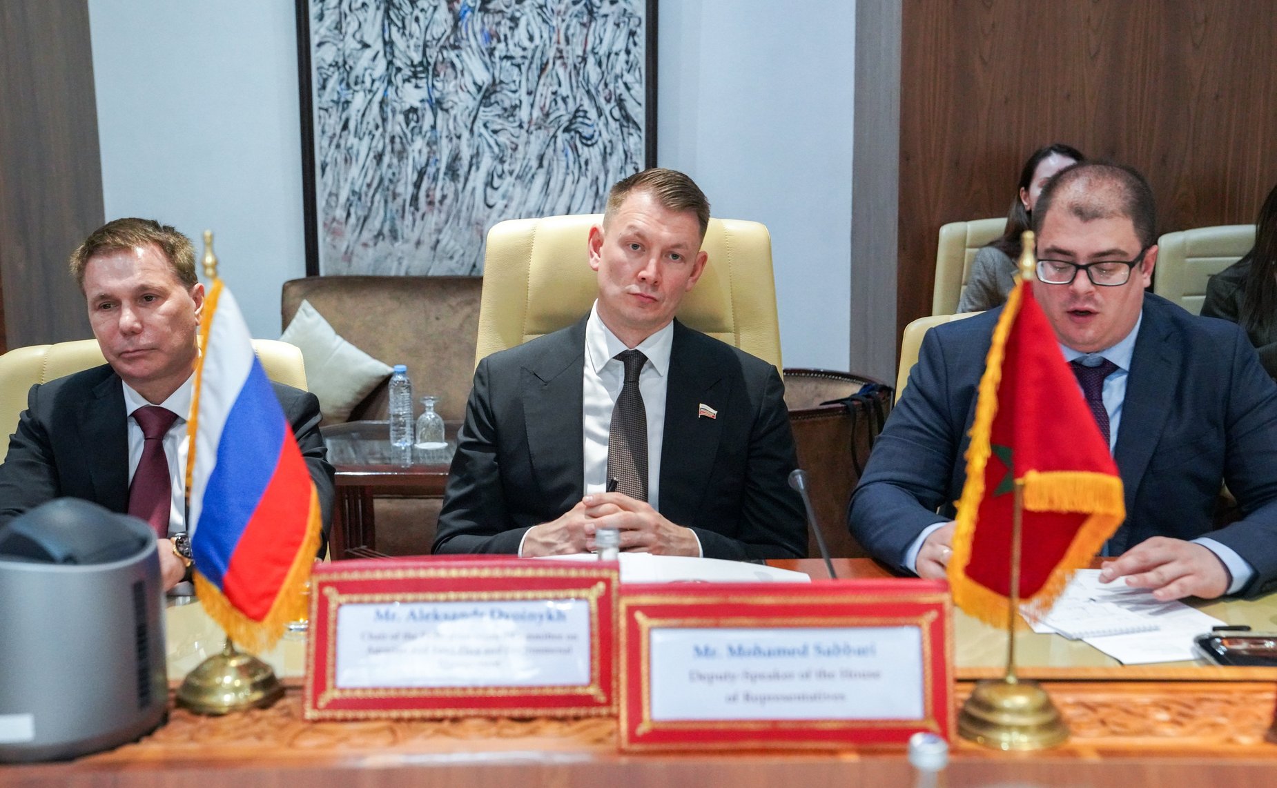 Участие делегации Совета Федерации в заседании группы по сотрудничеству Совета Федерации с Палатой советников Королевства Марокко. Встреча с первым заместителем Председателя Палаты представителей Королевства Марокко Мохамедом Саббари