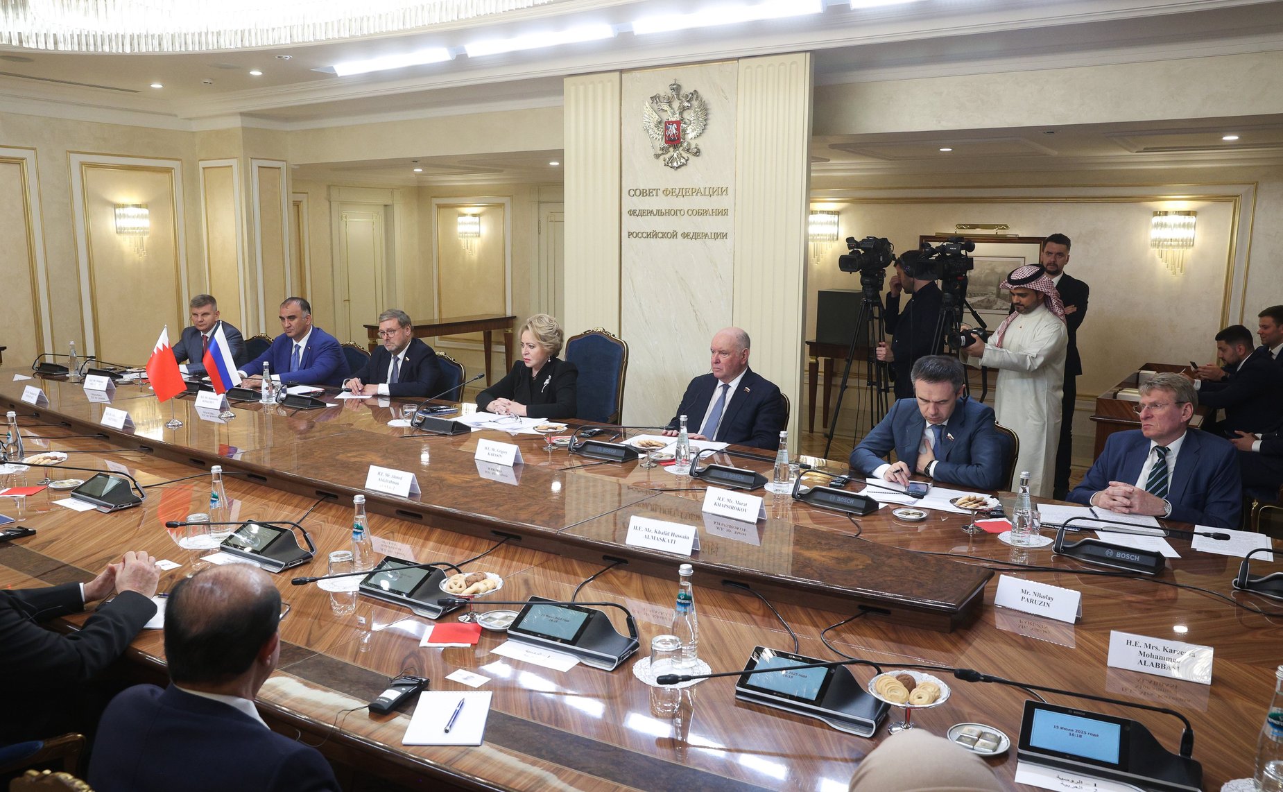Встреча Председателя Совета Федерации Валентины Матвиенко с Председателем Консультативного совета Национального собрания Королевства Бахрейн Али Бен Салехом Ас-Салехом