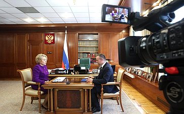 Председатель Совета Федерации Валентина Матвиенко провела встречу с Министром транспорта РФ Андреем Никитиным