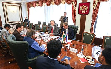 Встреча заместителя Председателя Совета Федерации Константина Косачева с председателем постоянного Комитета Парламента Индии по международным делам, депутатом нижний палаты от партии Индийский Национальный Конгресс
