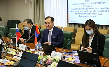 Встреча заместителя Председателя СФ Константина Косачева с членом Великого Государственного Хурала Монголии, руководителем делегации Великого Государственного Хурала Монголии на сессиях ПА ОБСЕ