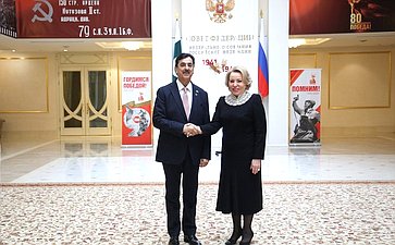 Встреча Председателя Совета Федерации Валентины Матвиенко с Председателем Сената Парламента Исламской Республики Пакистан Юсуфом Разой Гилани