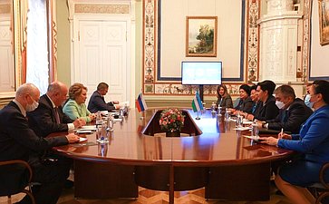 Встреча Председателя Совета Федерации Валентины Матвиенко с Председателем Сената Олий Мажлиса Республики Узбекистан Танзилой Нарбаевой