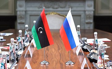 Григорий Карасин и Вячеслав Тимченко провели встречу с Председателем Комитета по сопровождению надзорных органов Палаты представителей Государства Ливия Заидом Хадией