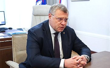 Встреча первого заместителя Председателя Совета Федерации Владимира Якушева с губернатором Астраханской области Игорем Бабушкиным