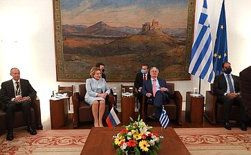Встреча Председателя СФ Валентины Матвиенко с Председателем Парламента Греции Константиносом Тасуласом