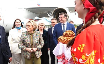 Валентина Матвиенко прибыла в Нижний Новгород для участия в мероприятиях XII Форума регионов России и Беларуси