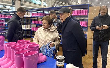 Елена Бибикова в рамках поездки в регион посетила одно из предприятий по производству обуви