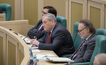 Член Совета Федерации В. Штыров на 390-м заседании Совета Федерации