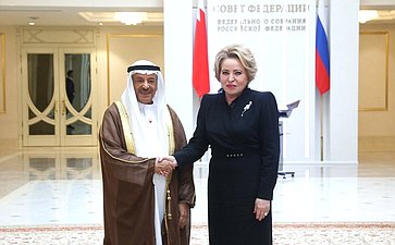 Встреча Председателя Совета Федерации Валентины Матвиенко с Председателем Консультативного совета Национального собрания Королевства Бахрейн Али Бен Салехом Ас-Салехом