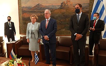 Встреча Председателя СФ Валентины Матвиенко с Председателем Парламента Греции Константиносом Тасуласом