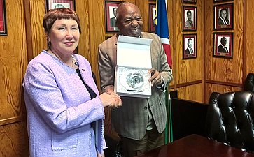 Делегация Совета Федерации во главе с Еленой Перминовой в ходе визита в Намибию была принята Председателем Национального Собрания Намибии Питером Качавиви