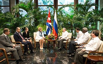Встреча Председателя СФ Валентины Матвиенко с Председателем Государственного Совета Кубы Раулем Кастро. Куба, 2013