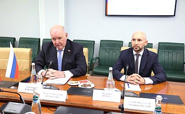 Встреча председателя Комитета Совета Федерации по международным делам Григория Карасина с Чрезвычайным и Полномочным Послом Арабской Республики Египет в РФ Назихом Эльнаггари