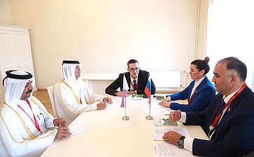 Сенаторы Мохмад Ахмадов и Юлия Лазуткина провели встречу с Председателем Комитета по здравоохранению, государственных услуг и окружающей среды Консультативного совета Государства Катар Мубараком Аль-Кувари