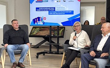 Елена Дягилева выступила спикером панельной дискуссии, посвящённой развитию малых городов. Обсуждение опыта разных субъектов страны состоялось в рамках деловой программы фестиваля в Никеле