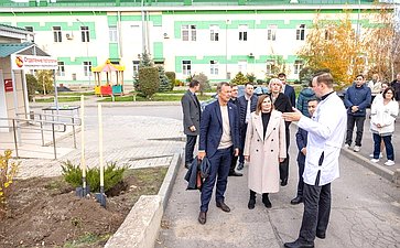 Андрей Яцкин посетил Родильный дом в Таганроге, принял участие в высадке деревьев на территории медицинского учреждения