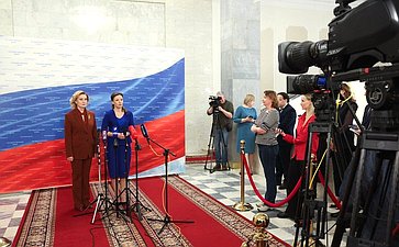 Пресс-подход Инны Святенко и Анны Кузнецовой по итогам заседания парламентской комиссии по расследованию преступных действий в отношении несовершеннолетних со стороны киевского режима